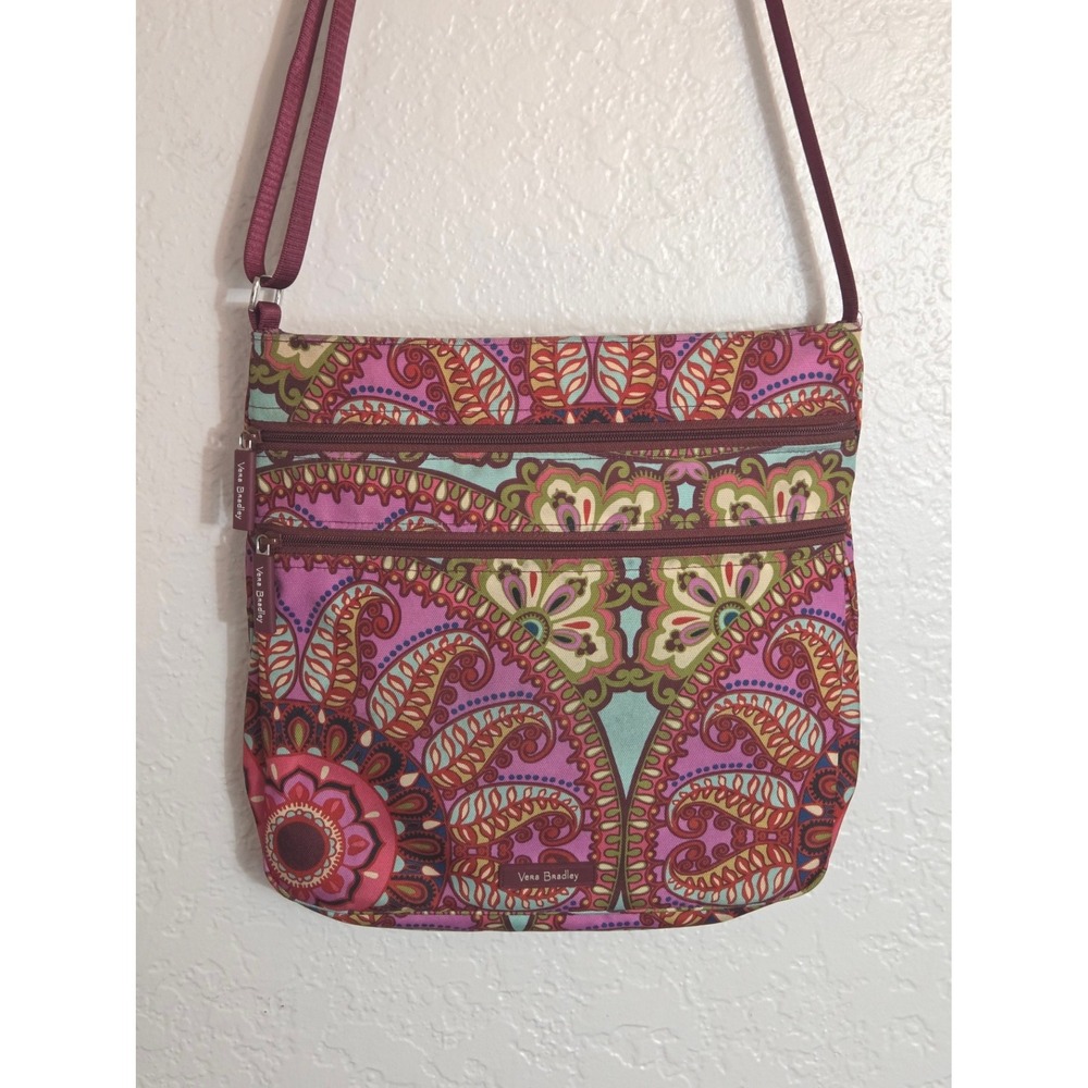 Vera Bradley Crossbody Bag Triple Zip Shoulder Purse Lightweight Travel